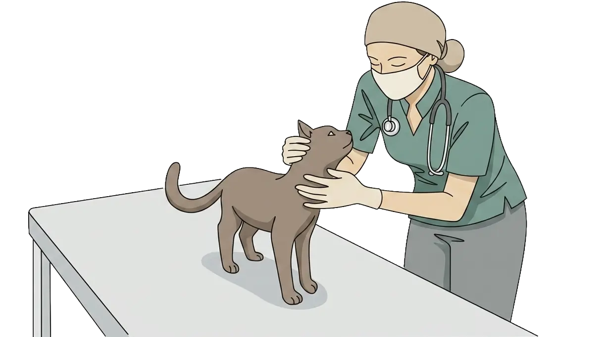 Veterinarian with cat